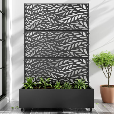 Metal Planter Box with Trellis with Wheels