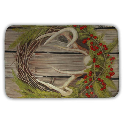 Christmas wreath with panache Bath Mat with Non-Slip Backing - Quick Dry Memory Foam Bathroom Rug - Absorbent - Modern Plush Spa-Style - Machine Washable