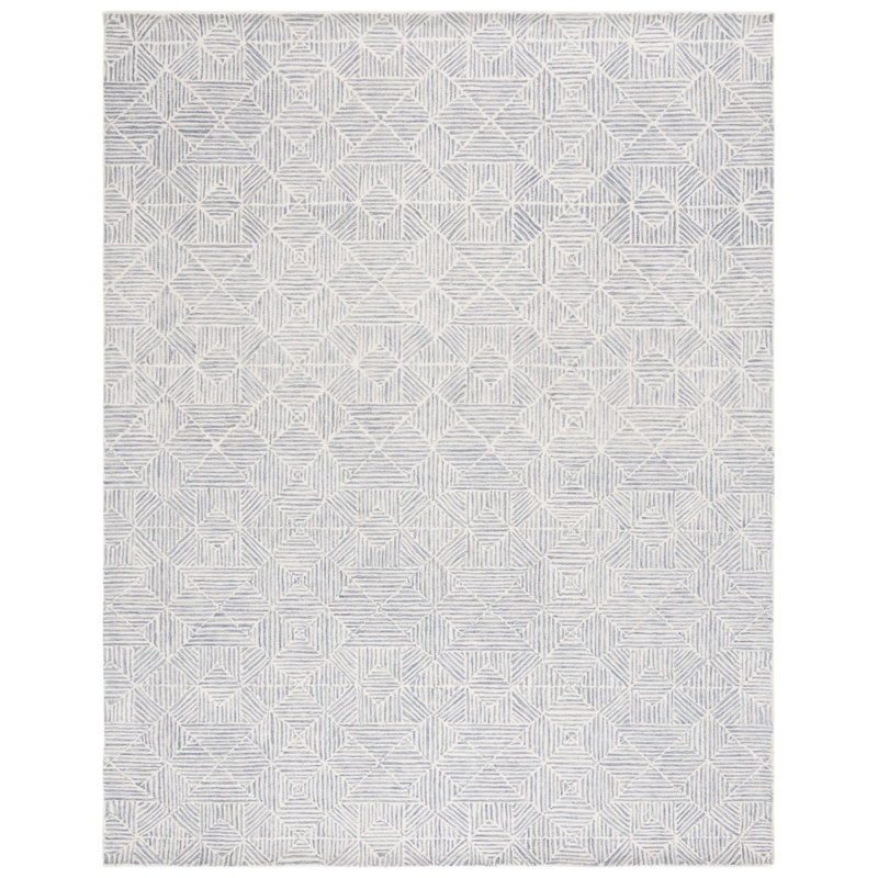 Forbestown Hand Tufted 0.8 Wool 0.2 Cotton Geometric Rug, Rectangle 8' x 10'