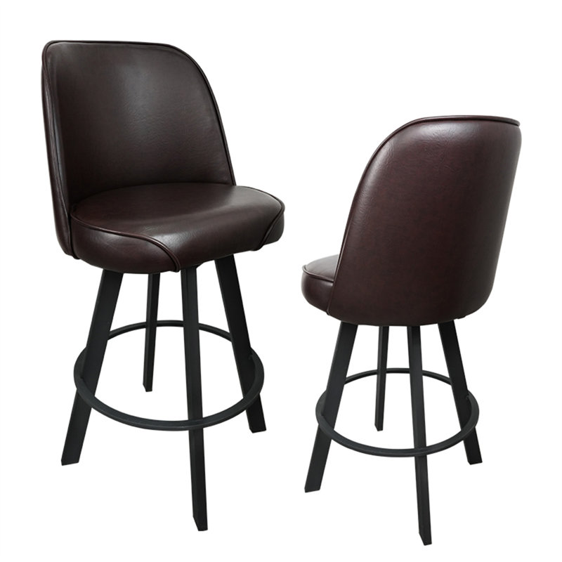 Ensemble de 2 tabourets de bar pivotants avec siège en métal et siège de bar pivotant commercial - assemblage requis, Brown