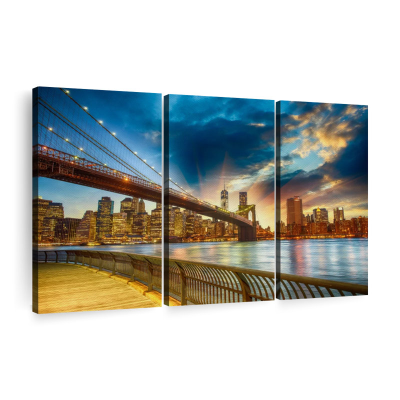 «Spectacular Manhattan Sunset», 3 pièces, H 48 po x l 74 po