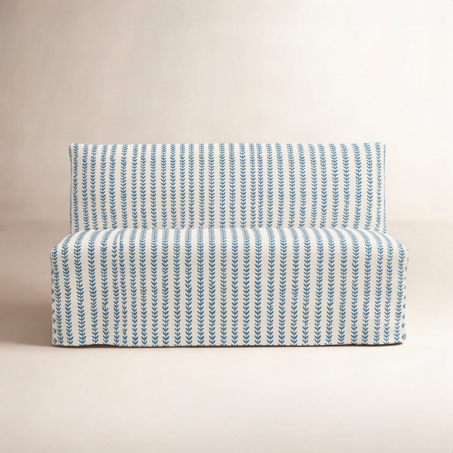 Silvia 57" Dining Bench, Vine Stripe Dusty Blue