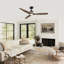 Ventilateur de plafond 56 "à pales en bois massif à intensité variable avec lumière DEL et télécommande, 3 lumières colorées, moteur CC réversible à 6 vitesses