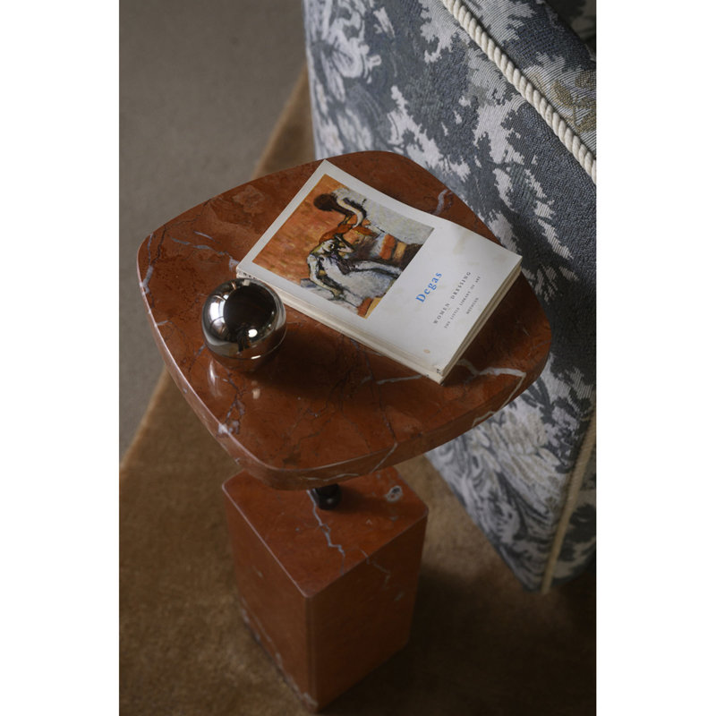 Caro Stone End Table, Red