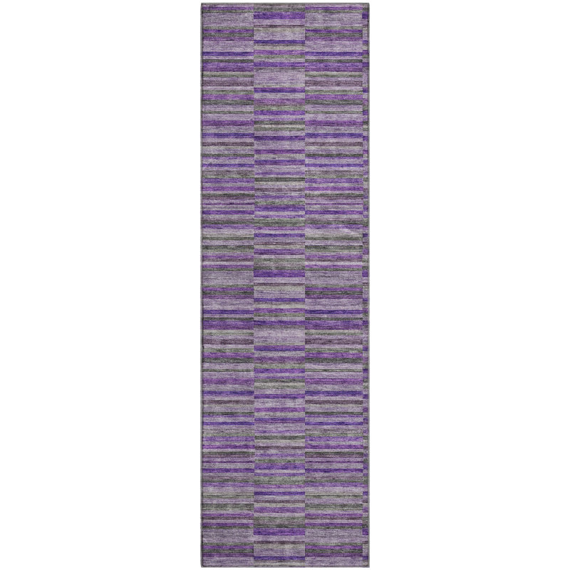 Premium Machine Washable Prisco Purple Rug, Runner 2'3" x 7'6"