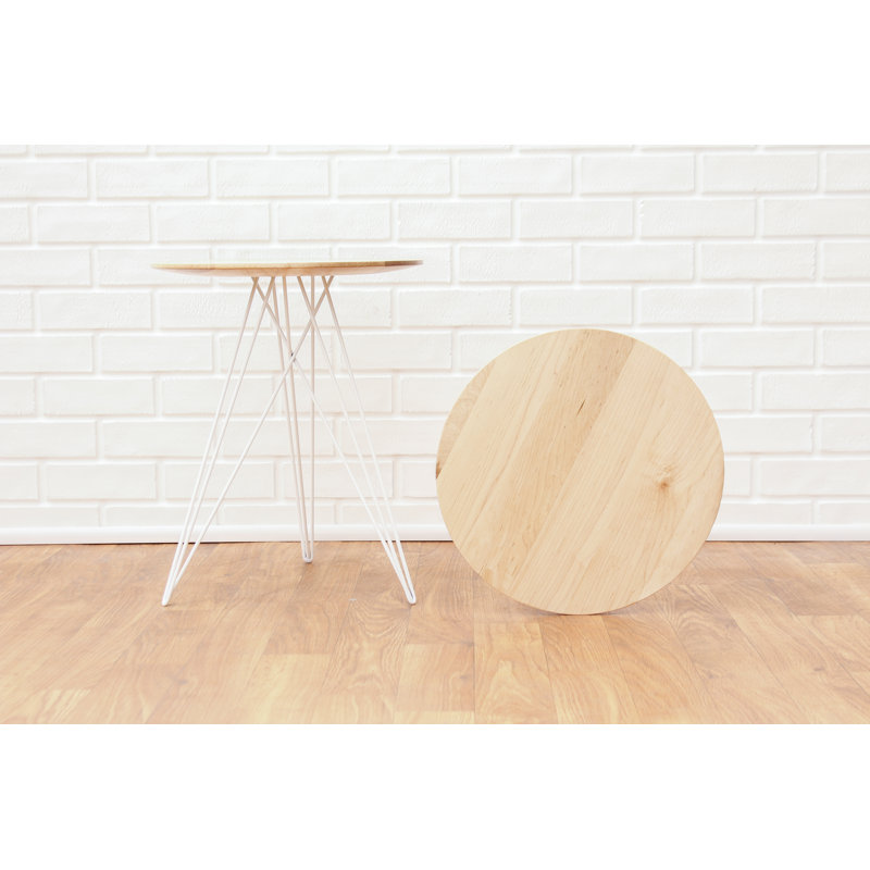 Hudson Solid Wood Top End Table, Maple, White