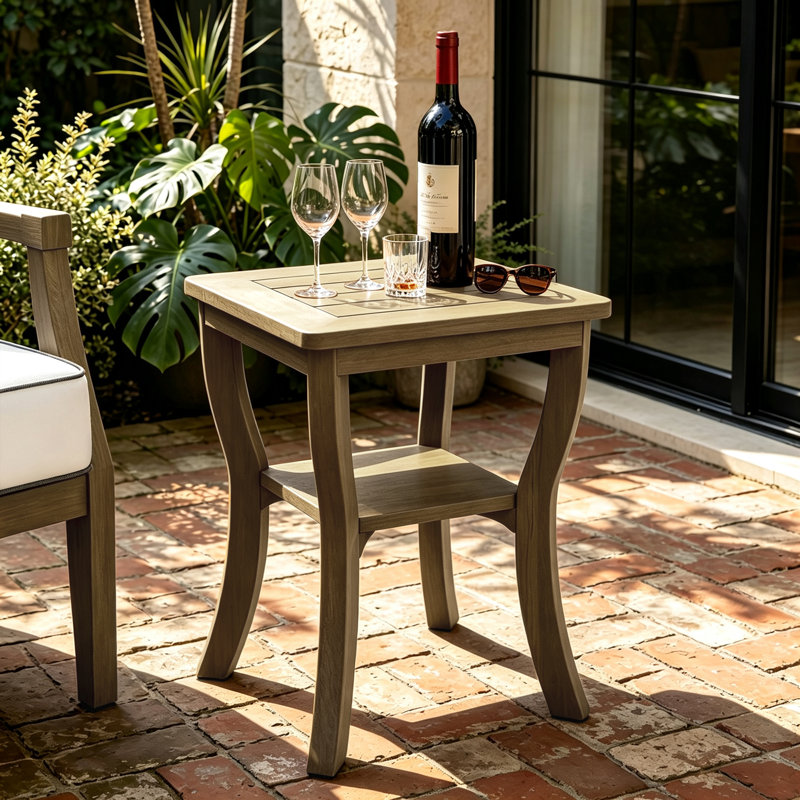 Table d'appoint en teck pour l'extérieur, Brun