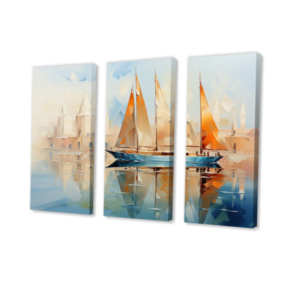 Bateau abstrait maritime, symphonie maritime III, ensemble d'art mural sur toile