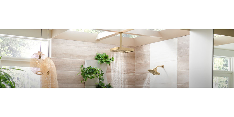 Kintsu® 14" Square Multifunction Raincan Showerhead, Luxe Gold, 1.75