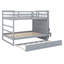 Lit superposé double au dessus d'un lit double avec escalier et lit gigogne-404295276