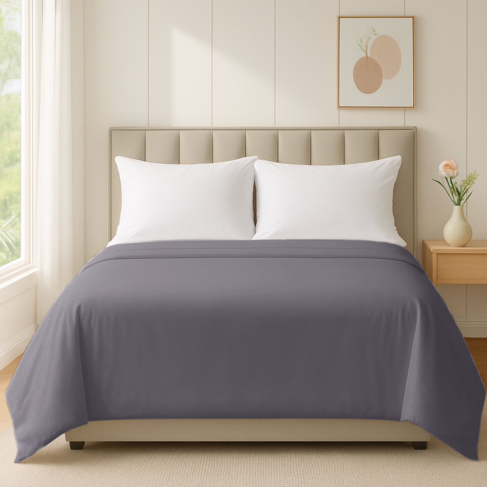 17 Stories Luxury 200 Thread Count Standard Cotton Flat Sheet – Soft ...