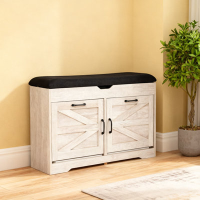 Banc de rangement pour chaussures avec siège rembourré, armoire de rangement d'entrée avec tiroirs rabattables pour la chambre à coucher et le salon, range-chaussures peu encombrant
