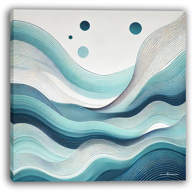 «Ocean Symphony», art abstrait sur toile tendue, H 12 po x l 12 po x P 1 po