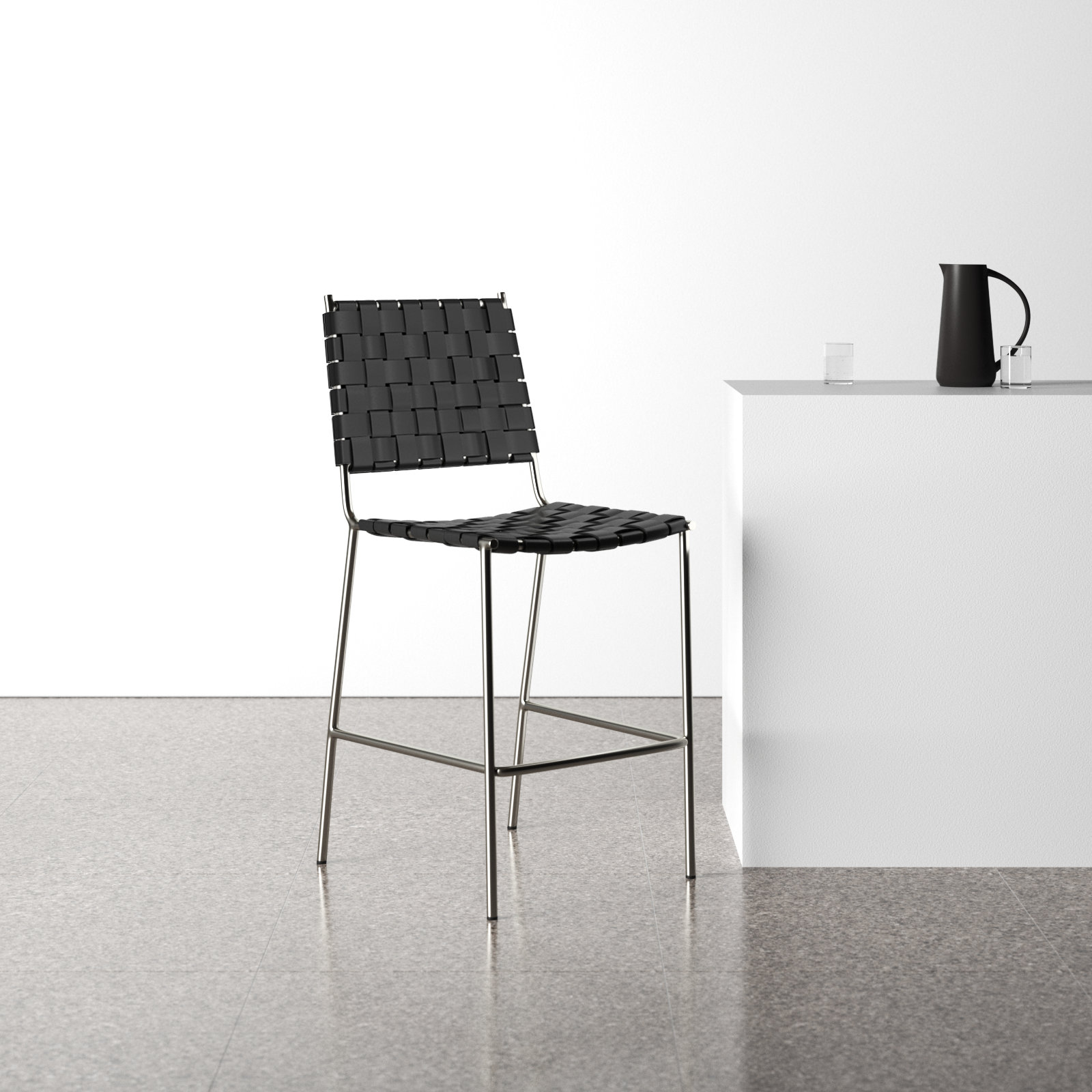 Ryland 26" Bar Stool, Sliver, Black