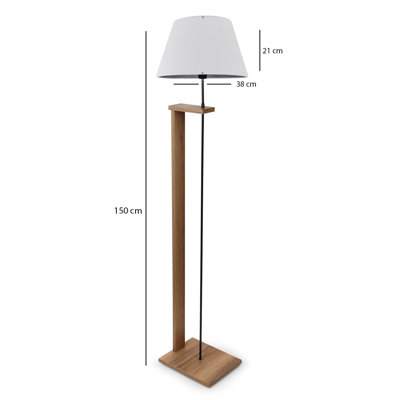 Élégante lampe sur pied en bois de couleur crème de 59,1 po de hauteur | 100% bois avec capuchon en tissu (8,3 po x 15 po) | Douille E27, 40 W maximum | Design scandinave, parfait pour le salon et la chambre à coucher, éclairage élégant et fonctionnel