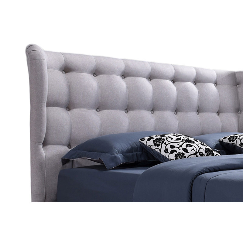 Lit plateforme tapissier très grand Liskeard, Beige