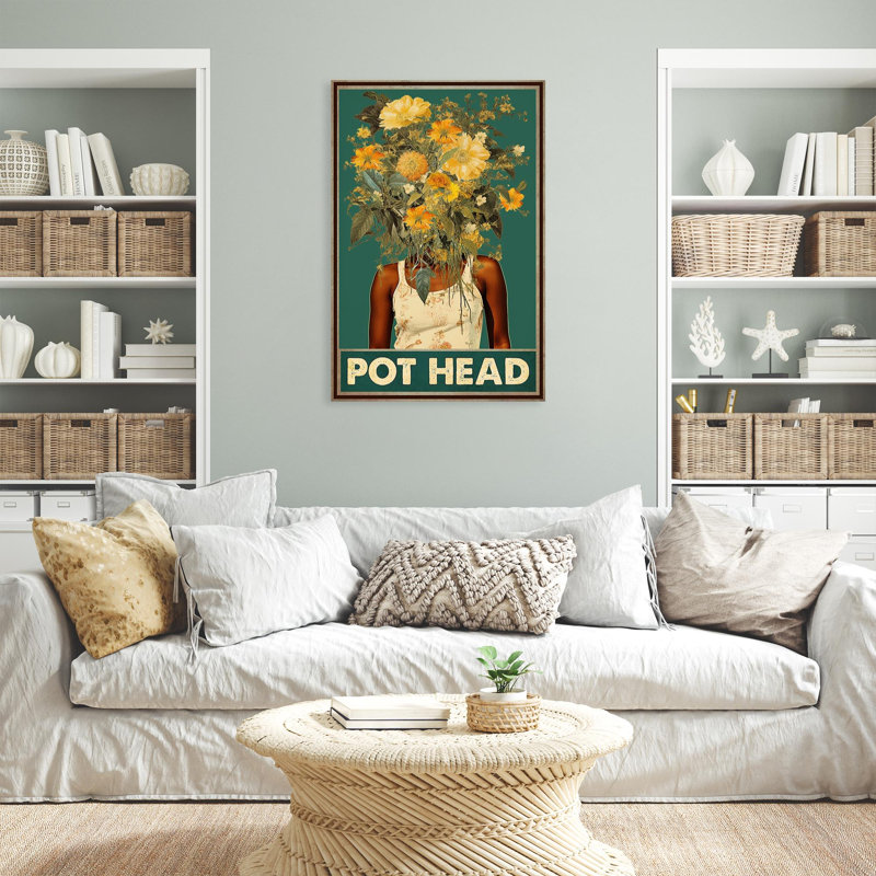Shifflett Flowers Pot Head - 1 pièce, reproduction d'art graphique sur toile tendue, H 36 po x l 24 po x P 1,25 po
