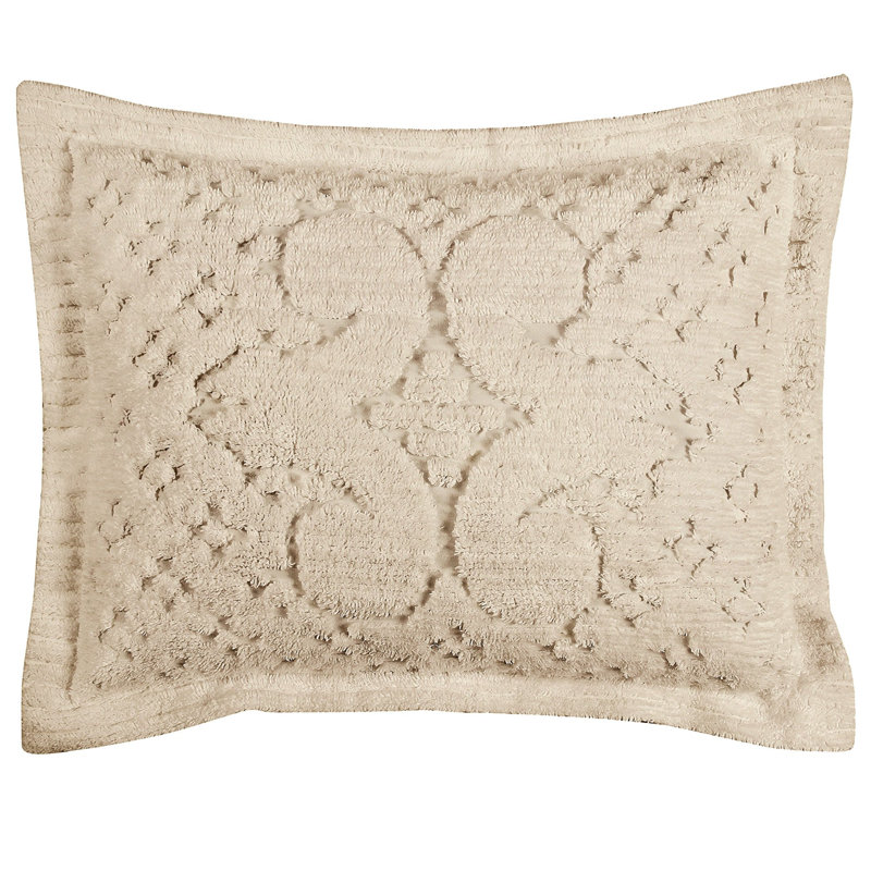 Ivory Cotton Textured Chenille Standard Pillow Sham