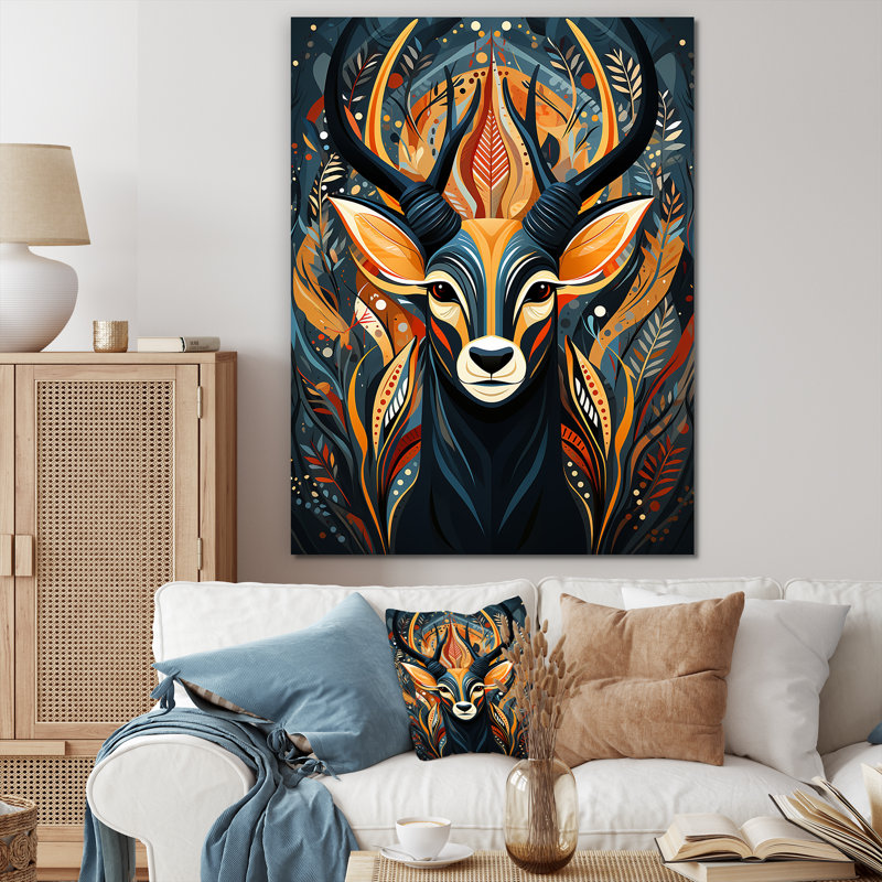 Orange orange, esprit de cerf - art mural animal cerf, Toile tendue, H 20 po x l 12 po