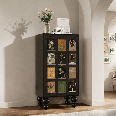 Black 5-Drawer Solid Wood Ash Accent Chest