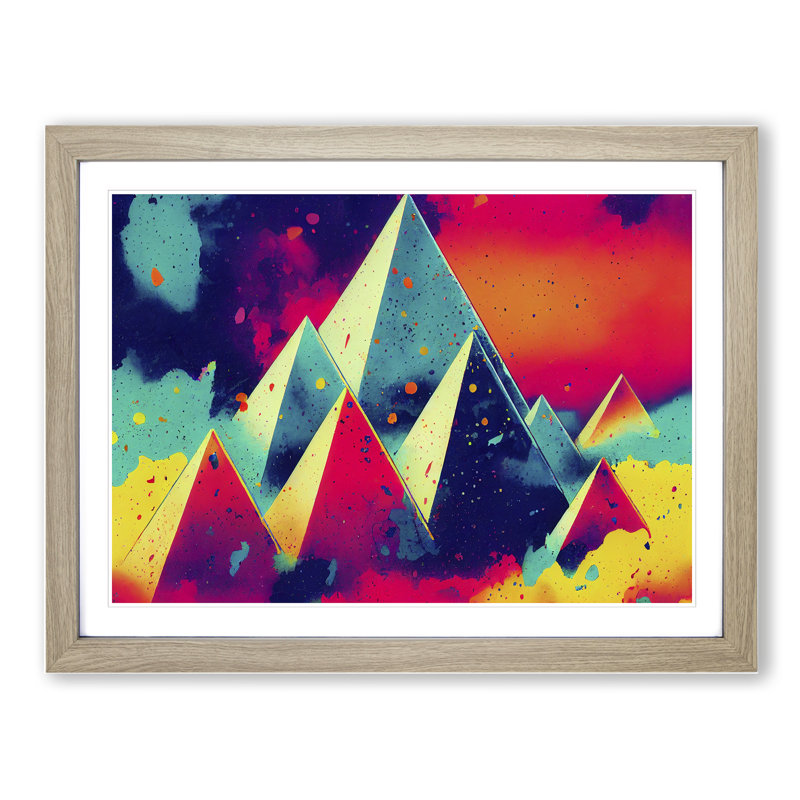 Splashed Pyramids Abstract - Framed Print, Oak Framed, 46cm H x 64cm W x 2cm D