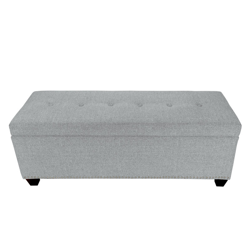 Sahil Polyester Blend Upholstered Storage Bench, Stone