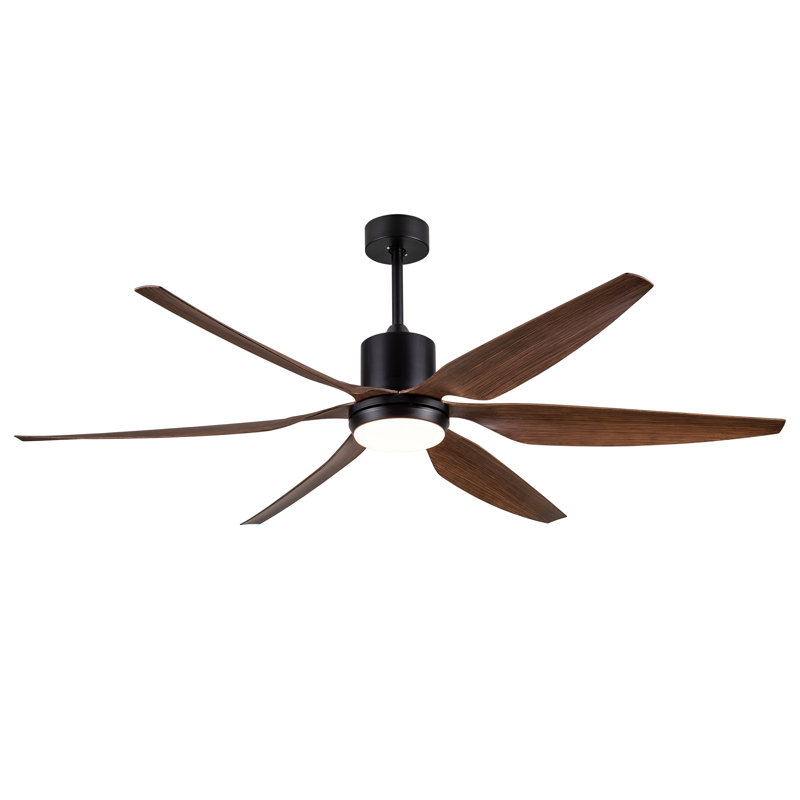 Ventilateur de plafond 66 "rétro avec pales brunes en DEL intégrée