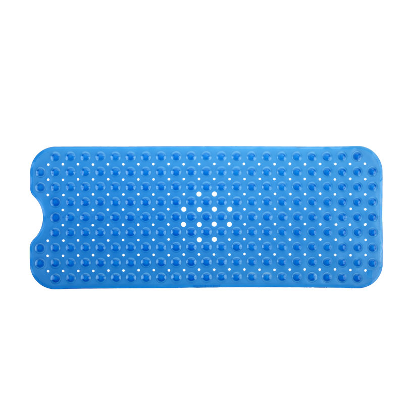 Tapis de bain extra long antidérapant avec ventouses, Bleu translucide