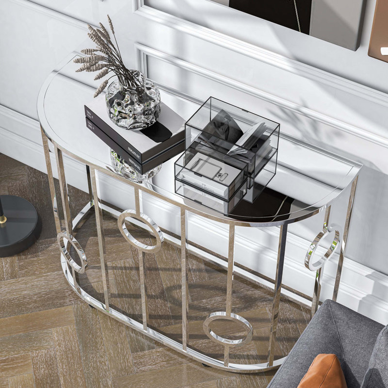 Woundley 42.13'' Glass Top Console Table