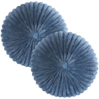Decorative Round Throw Pillows For Bed Couch - 2 Pieces Handcraft Ruched Pumpkin Pillow,  Soft And Durable Velvet Floor Pillow For Home Decor, Bed Living Room And Sofa