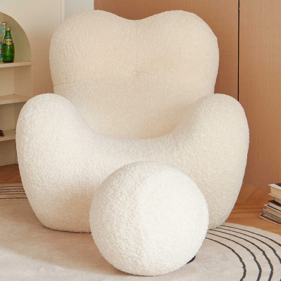 46.46"White wool-upholstered compressible sofa