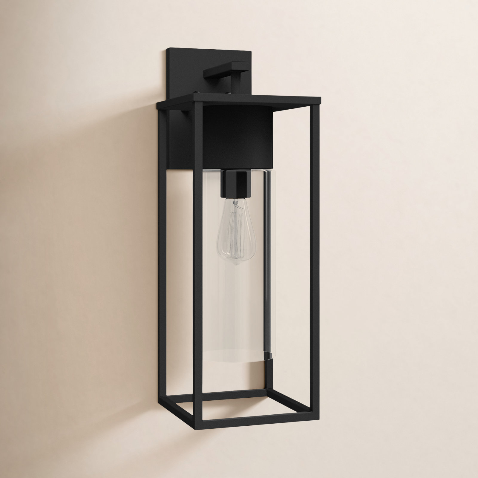 Kota Single Light Outdoor Wall Light, Black, 23" H x 8" W x 8" D