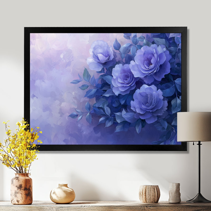 Mauve crépuscule lueur de roses - Art mural roses, H 30 po x l 40 po, Reproduction encadrée d'une seule photo, Noir