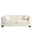 Canapé en velours beige 3 + - avec structure en bois massif, coussins en mousse confortables et support à ressorts, garniture cloutée élégante, housses de coussin amovibles pour un confort de base magnifique-744764229-744764231-777767199