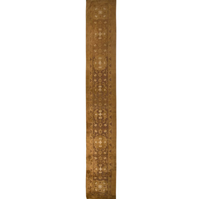 One-of-a-Kind 3' X 18" Before 1900 Runner Wool Area Rug in Beige