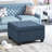Navy Blue Upholstered Storage With Contemporary Look, Birch Wood Legs, Hinges And 18.33 In Height