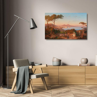 "Vue de la baie de Naples" par Carl Wilhelm Götzloff - Art sur toile tendue avec châssis