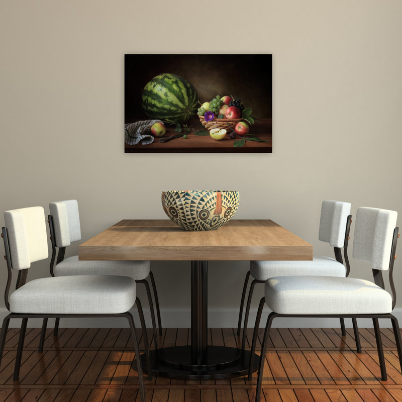 Nature morte de fruits rustique, style classique et contemporain, affiche murale florale et fruitée, H 24 po x l 36 po