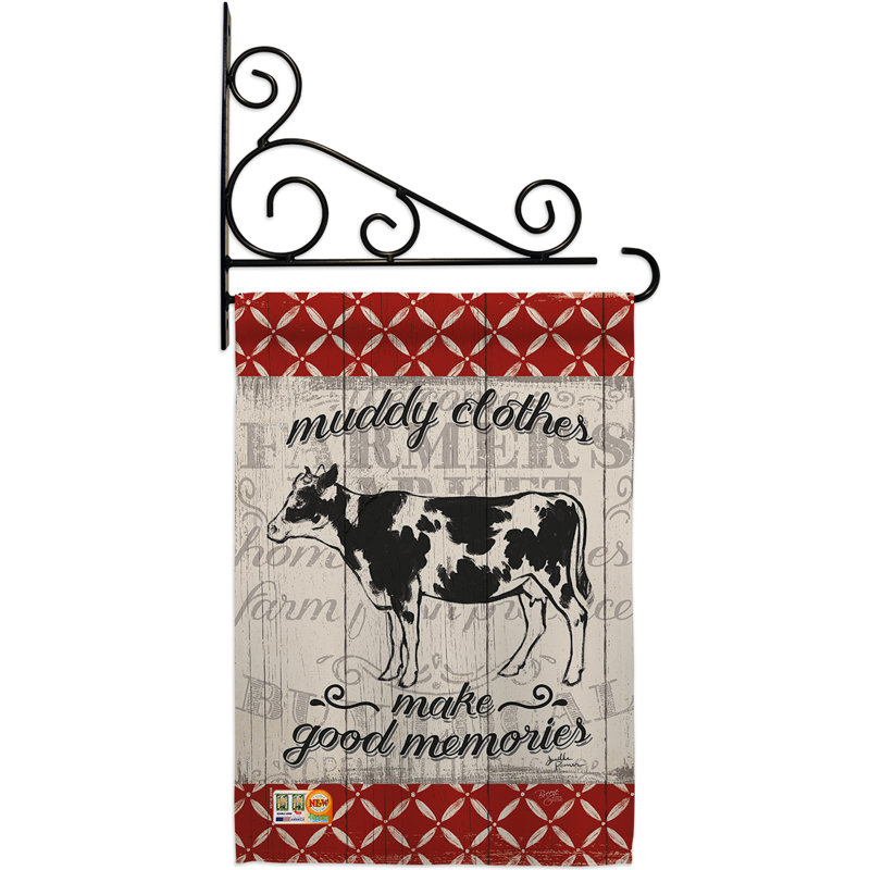 Vache de ferme 2 côtés en polyester 19 x 13 po Ensemble de drapeaux