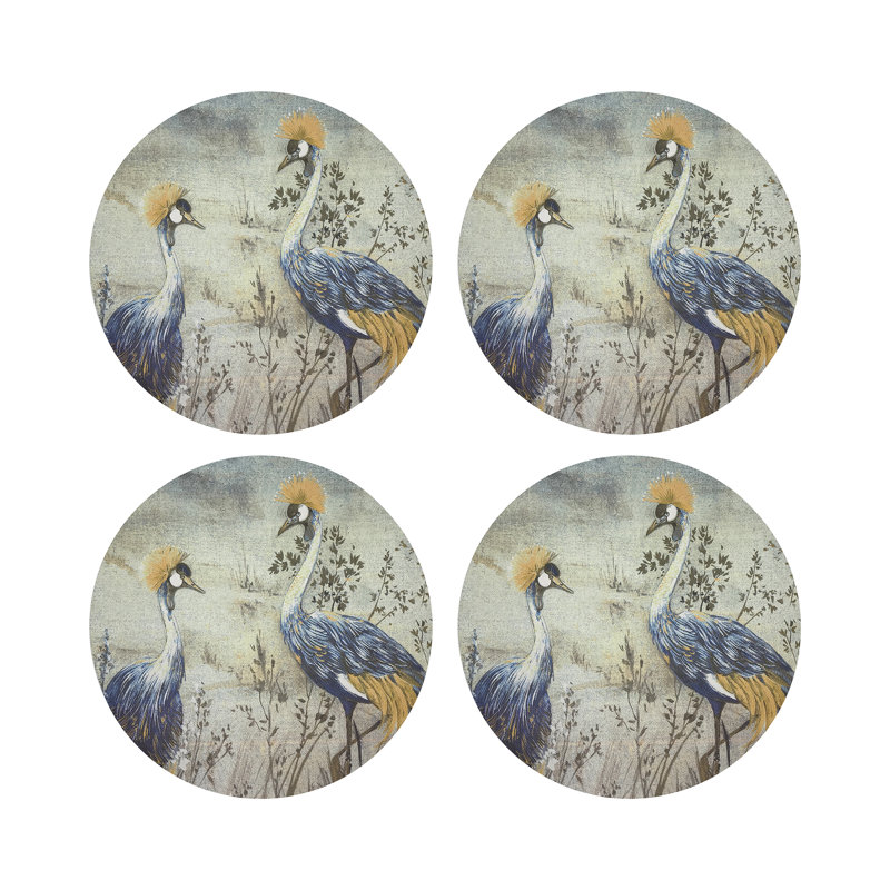Crested Crane Pebble 16" Vinyl Placemat, Wheat/Blue