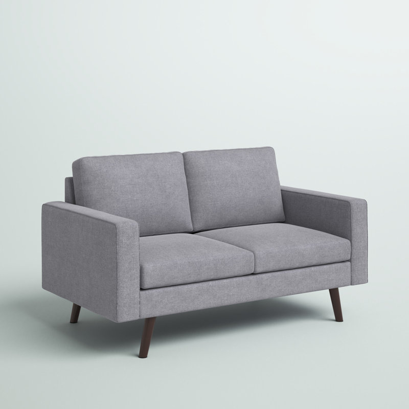 Causeuse à accoudoirs carrés 57 po Jaiheem, Polyester gris clair