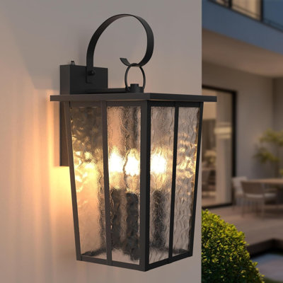 Lanterne murale d'extérieur 18,5 po à 3 lumières L 10,04 po x l 18,58 po x H 8,12 po en verre et métal 1 pièce