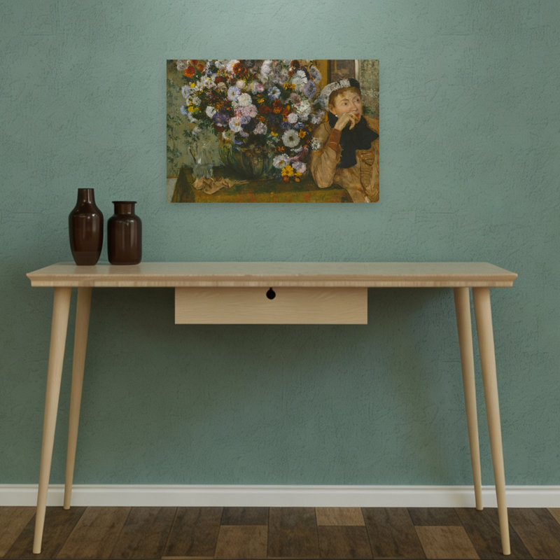 Femme aux chrysanthèmes, 1865, impression d'art abstrait contemporain, portrait de chrysanthème., H 12 po x l 18 po