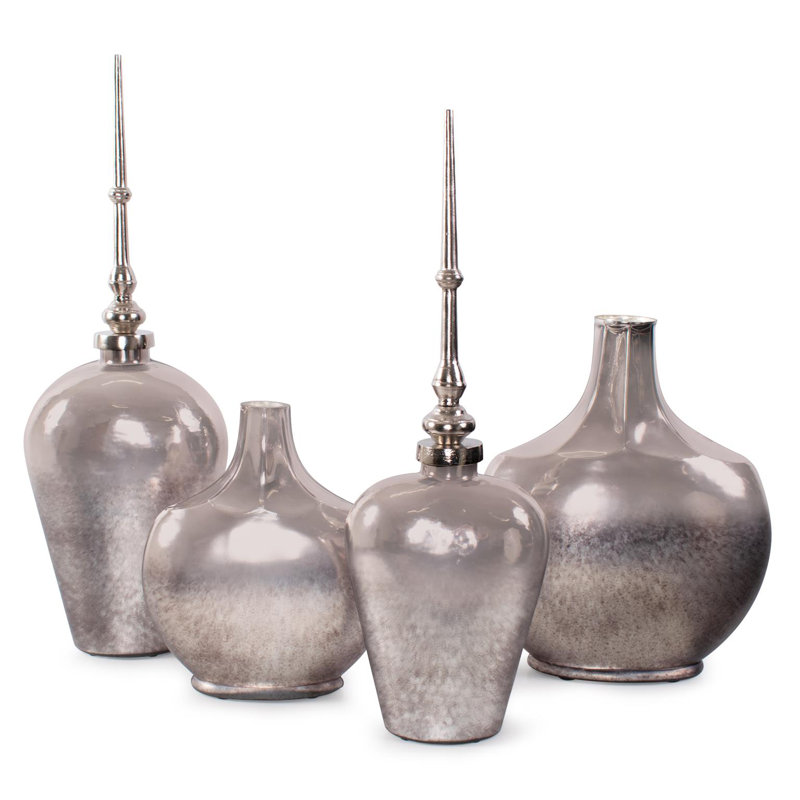 Advik Polished Silver Vase- Short, 12"