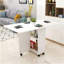 Table pliante à abattants avec 6 roulettes et 2 tablettes de rangement, table compacte pour petits espaces, P 47,2 po x l 23,6 po x H 30,3 po, blanc