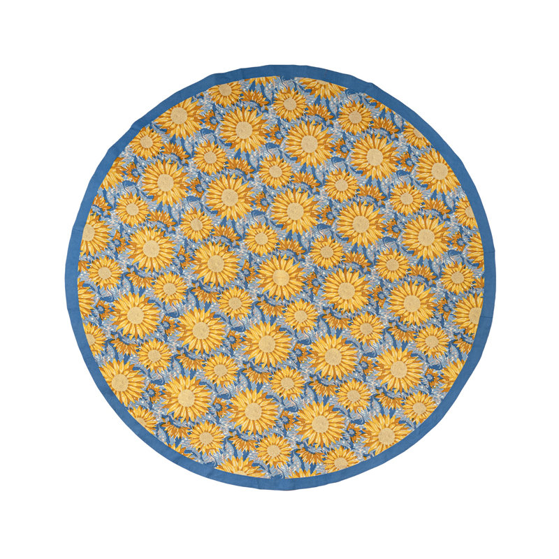 Nappe Daronta, 90 po x 90 po, Bleu/jaune
