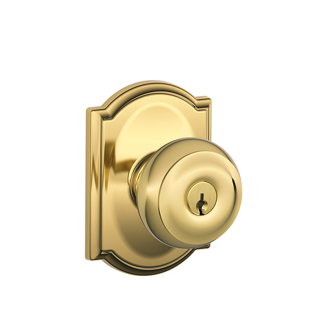 Georgian Knob with Camelot Trim Keyed Entry Lock Schlage 