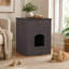 Meuble à litière caché avec tiroir coulissant, armoire de toilette pour chat et table d'appoint, blanc-710537977