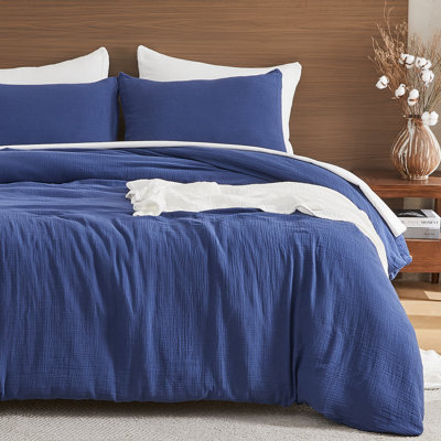 EMME Muslin Cotton Duvet Cover Set Size Soft Breathable Lightweight