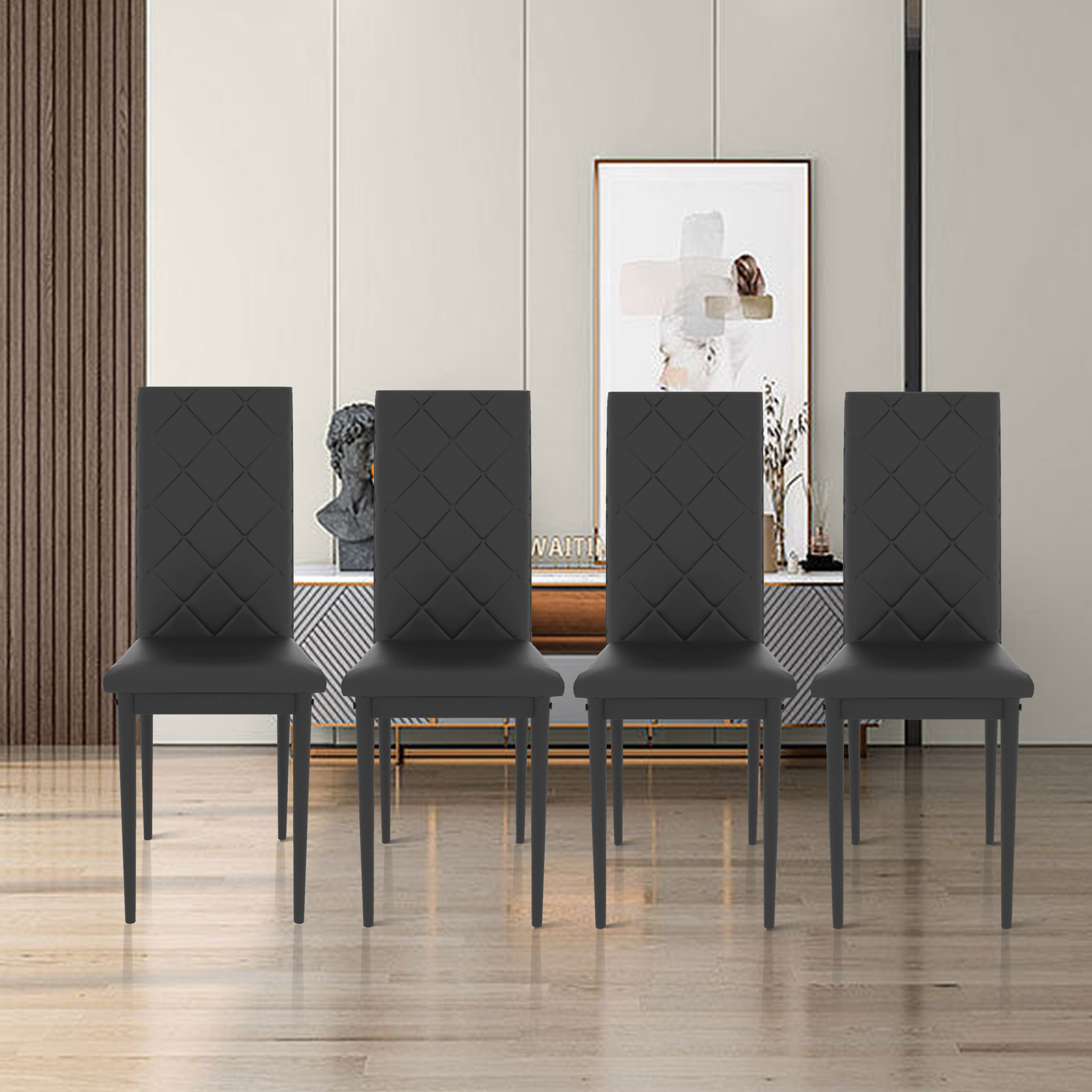 Black minimalist best sale dining chair